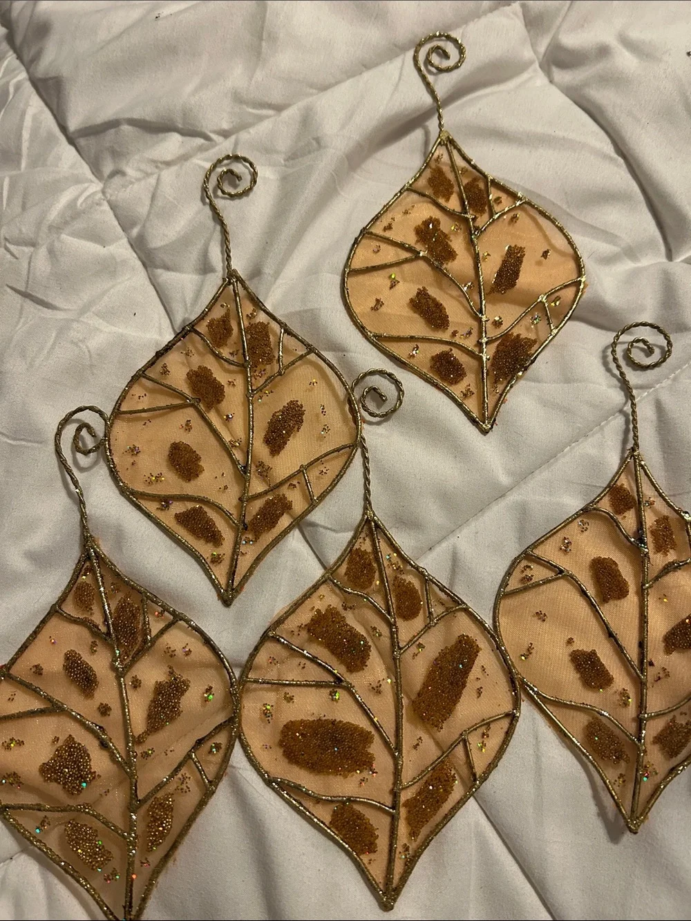 Gold Leaf Ornaments - Pack of 5